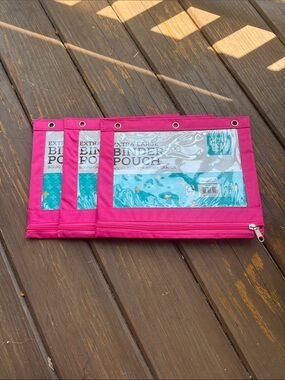 Bright Pink Extra Large Binder Pouches - Set of 3